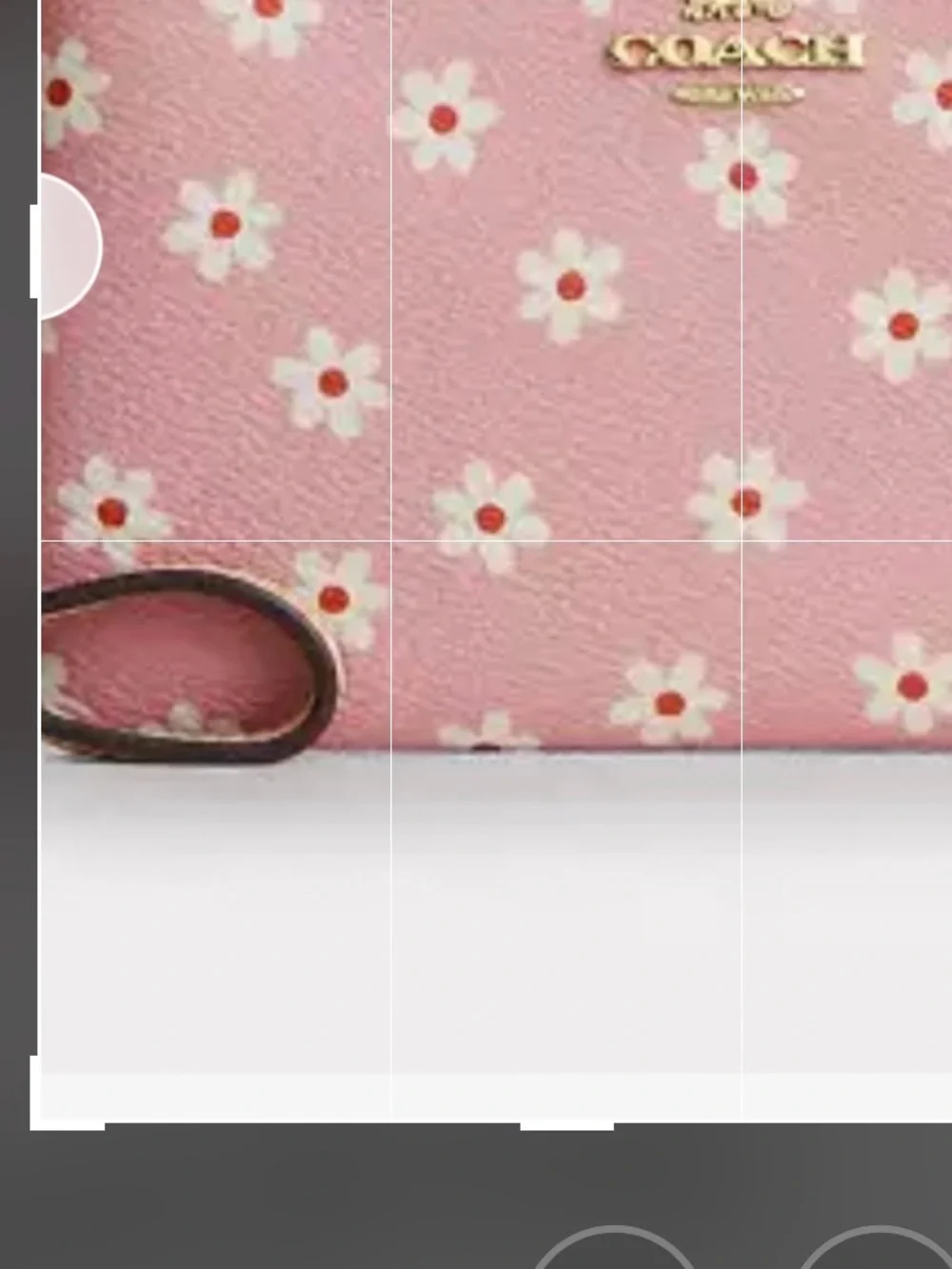Coach Pink Floral wristlet with Gold Logo